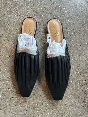 Sam Edelman Black Ruched Slip-On Mules